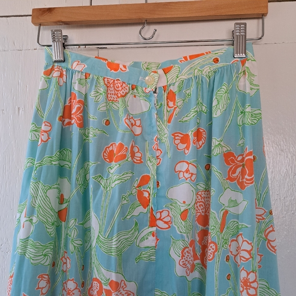 Vintage 60s The Lilly Lilly Pulitzer Floral  Eyelet Tiered Maxi Skirt SZ 8 - Picture 7 of 12